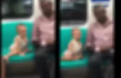 Video aksi balita yang sedang menonton kartun bersama orang asing di dalam kereta MRT mendadak viral di Twitter. 
