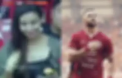 Manohara tertangkap kamera menyaksikan laga Persija VS Persib di SUGBK (10/7/2019).