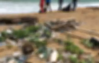 Sejumlah sampah plastik dari Indonesia ditemukan di Pantai Nai Yang, Phuket, Thailand 