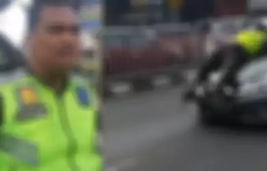 Bripka Eka Setiawan salah seorang petugas kepolisian yang berhasil berhentikan mobil brutal di Jalan Pasar Minggu Raya, Jakarta Selatan, Senin (16/9/2019).