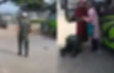 Salut! Anggota TNI Ini Langsung Cium Kaki Ibunya yang Batu Turun dari Bus, Netizen: Teringat Almarhum Ibu yang Tak Pernah Saya Bahagiakan