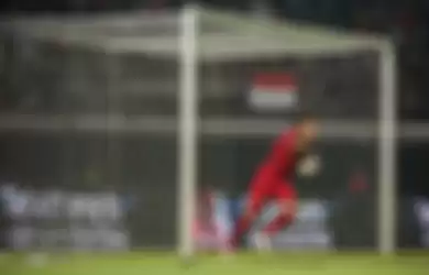 Selebrasi Irfan Bachdim ketika berhasil mencetak gol ke gawang Vietnam.