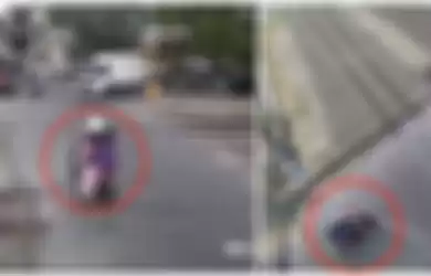 Viral di media sosial emak-emak pengendara sepeda motor nekat tabrak palang pintu perlintasan kereta api 