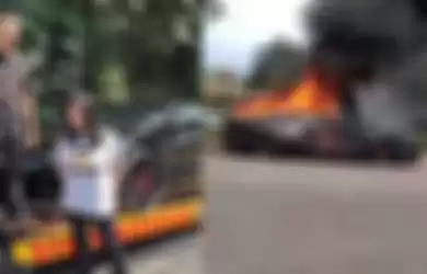 Lamborghini Aventador Raffi Ahmad terbakar di sirkuit sentul