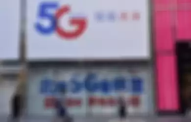 Iklan jaringan internet 5G di Tiongkok.