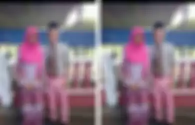 Hazim berfoto dengan Ibu Gurunya saat mash SMA