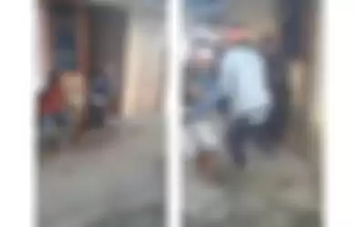 Sebuah video menampilkan segerombolan warga sedang memboyong perempuan secara mendadak di depan rumah beredar di media sosial Twitter