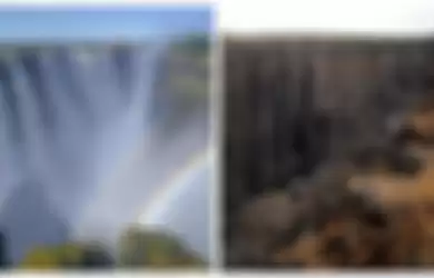 Air terjun Victoria sebelum dan sesudah alami kekeringan