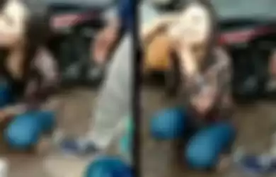 Tangakapan layar video viral remaja perempuan berjoget di pinggir jalan