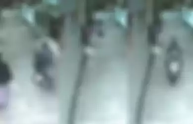 Video CCTV  saat pelaku melakukan aksi pelecehan kepada wanita. Wajah dan nomor plat pengendara terekam jelas.