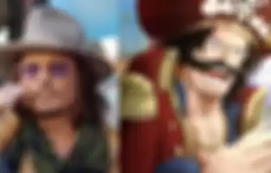 Johnny Depp dan karakter Gol D. Roger dari One Piece