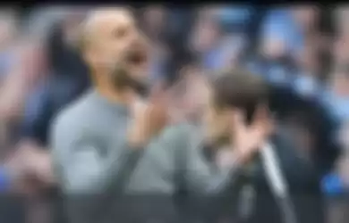 Reaksi pelatih Manchester City, Pep Guardiola.