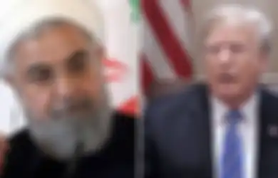 (Kiri) Presiden Iran Hassan Rouhani, (Kanan) Presiden AS Donald Trump