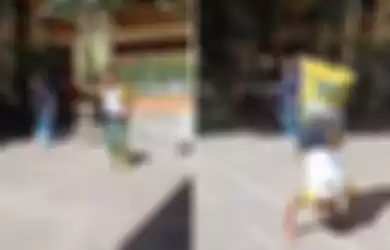 Video pelajar jago balap karung yang viral.