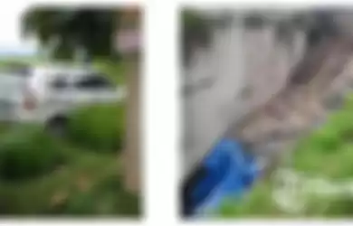 Video viral mobil di tengah sawah dan truk pengangkut limbah yang masuk jurang (Kolase Wiken.id)