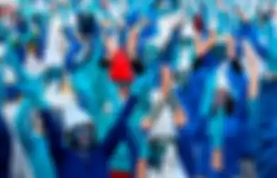 Lebih dari 3500 Orang di Prancis Sempat Berkumpul Pecahkan Rekor 'Orang Terbanyak yang Berdandan Smurf'