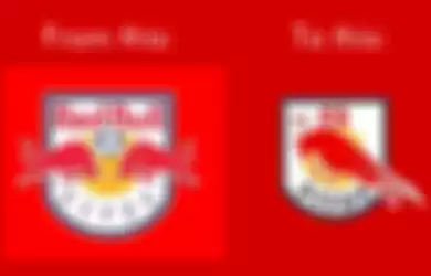Red Bull Depok FC sebelum dan sesudah ganti logo.