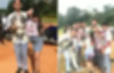 Siswa dan siswi SMA Negeri 1 Kunto Darussalam di Kabupaten Rohul, Riau, saat merayakan kelulusan dengan cara tak terpuji hingga viral di media sosial, Senin (4/5/2020).(Dok. Istimewa)