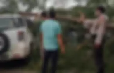Daihatsu Terios tertimpa pohon tumbang di Jalur Lintas Barat Pringsewu, Pekon Bulukkarto, Gadingrejo, Lampung