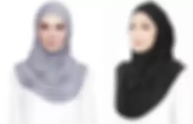 Hijab warna abu-abu dan hitam