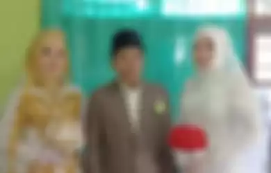 Acara akad nikah Saeful dengan dua istrinya