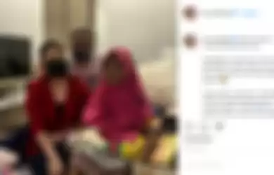 Tya Ariestya dan suami saat mengunjungi Nenek Iroh di kediaman Baim Wong.