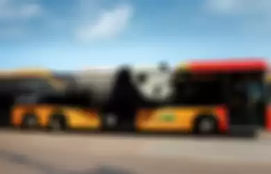 Penampakan keren bus yang menjadi media iklan.