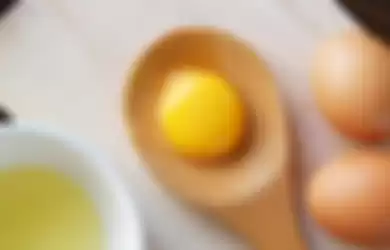 Mengocok kuning telur agar tidak pecah saat membaut puding