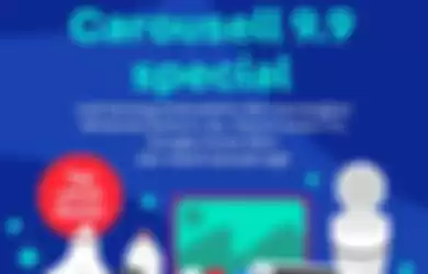 Poster program Carousell 9.9 Special yang berhadiah Xiaomi Smart Tv, Google Home Mini, Nintendo Switch Lite, dan lainnya.