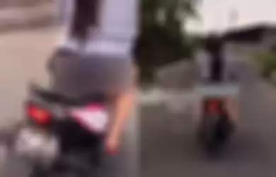 Heboh video wanita pamerkan celana dalam saat naik motor.