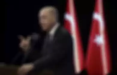 Presiden Turki Recep Tayyip Erdogan saat berpidato di sebuah pertemuan di Ankara, Turki, Senin (7/9/2020).