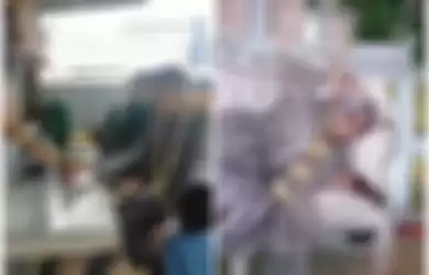 Viral pasangan pengantin ngaso di warung kopi dan rebahan di pelaminan saat tenda masih sepi dari tamu