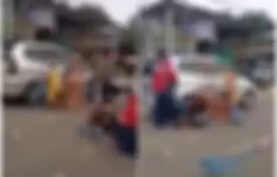 Viral video pengendara mobil sebar bergepok-gepok uang ke jalanan diduga sumbangan untuk bangun masjid.