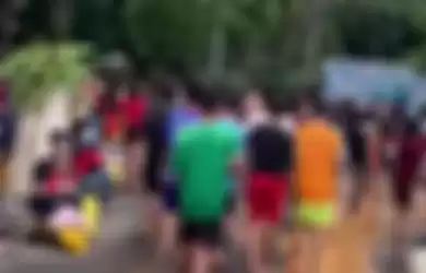Tangkapan dari Video Viral Kerumunan di Waterboom Cikarang