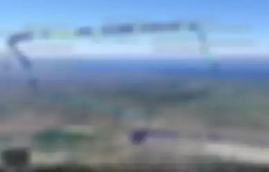Rute penerbangan SJ182 yang ditampilkan secara 3D di Google Earth.