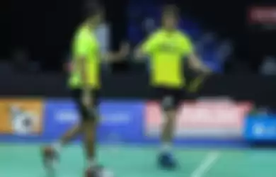 Potret Fajar Alfian/Muhammad Rian Ardianto saat dalam laga Simulasi Piala Thomas kontra Marcus Fernaldi Gideon/Kevin Sanjaya Sukamuljo di Hall Pelatnas Cipayung, Jakarta, Rabu (2/9/2020).