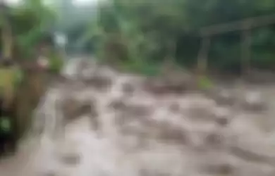 Banjir Bandang di Puncak Bogor Jawa Barat Selasa (19/1/2021).