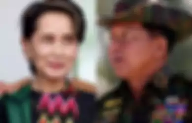 Aung San Suu Kyi dan Jendral Min Aung Hlaing  Myanmar