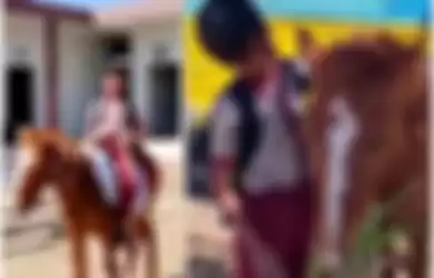 Shivraj, bocah viral yang berangkat sekolah dengan menunggangi kuda