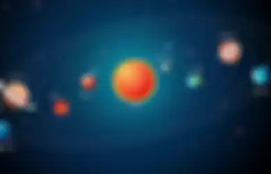 Ilustrasi Matahari dan planet dalam sistem Tata Surya
