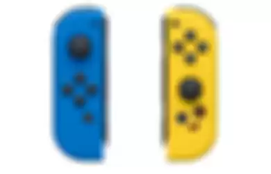 Tampak depan dari Joy-Con Nintendo Switch bertema pisang