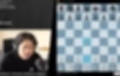 Tangkapan layar video review GM catur Jepang, Hikaru Nakamura saat menilai pertanding Dewa Kipas vs GM Irene.