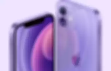 Ilustrasi tampilan iPhone 12 dan iPhone 12 mini warna ungu