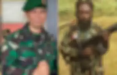 Kabinda Papua I Gusti Putu Danny Karya Nugraha (kiri) dan KKB Lekagak Telenggeng (kanan)