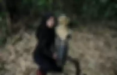 Aulia Khairunnisa saat bermain bersama ular King Cobra kesayangannya. Ular sepanjang 4 meter ini diberi nama Rambo.