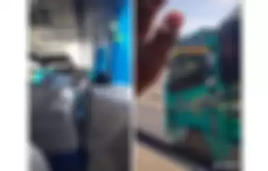 Screenshot video viral momen seorang cewek yang nggak sengaja ketemu ayahnya saat perjalanan mudik.