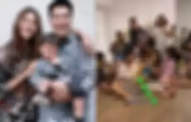 Momen foto Baim Wong  dan keluarga kecilnya berseragam kompak saat Lebaran, sesi pemotretan keluarga ini malah viral.