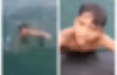 Viral video seorang bocah terombang-ambing di lautan berhasil diselamatkan anggota TNI AL.