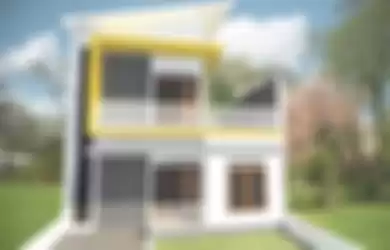 Ilustrasi rumah dengan struktur beton. 