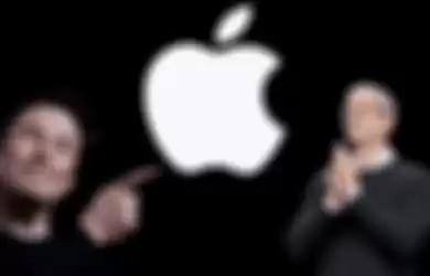 Ilustrasi Elon Musk dan Tim Cook